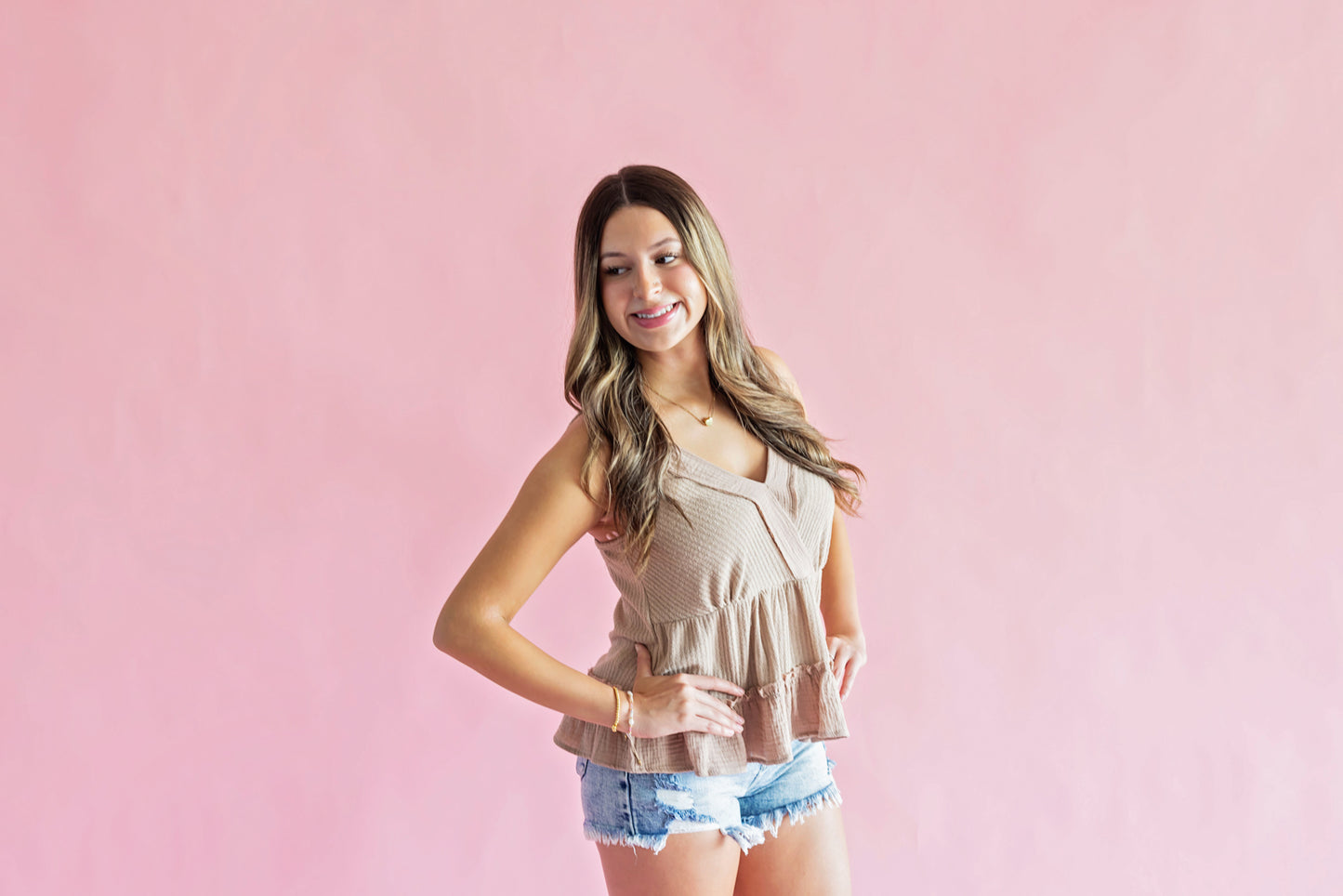 Summer Days Ribbed Babydoll Top