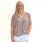 Chasing You Draped Front Top - Mocha