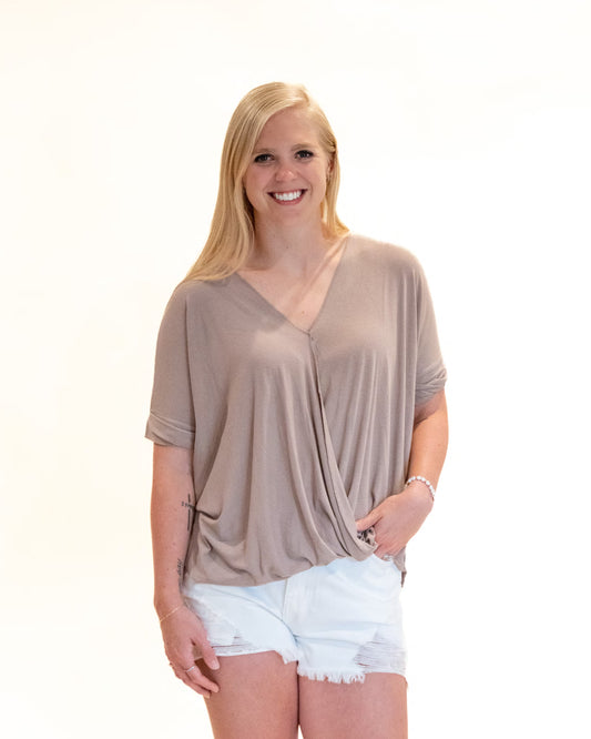 Chasing You Draped Front Top - Mocha