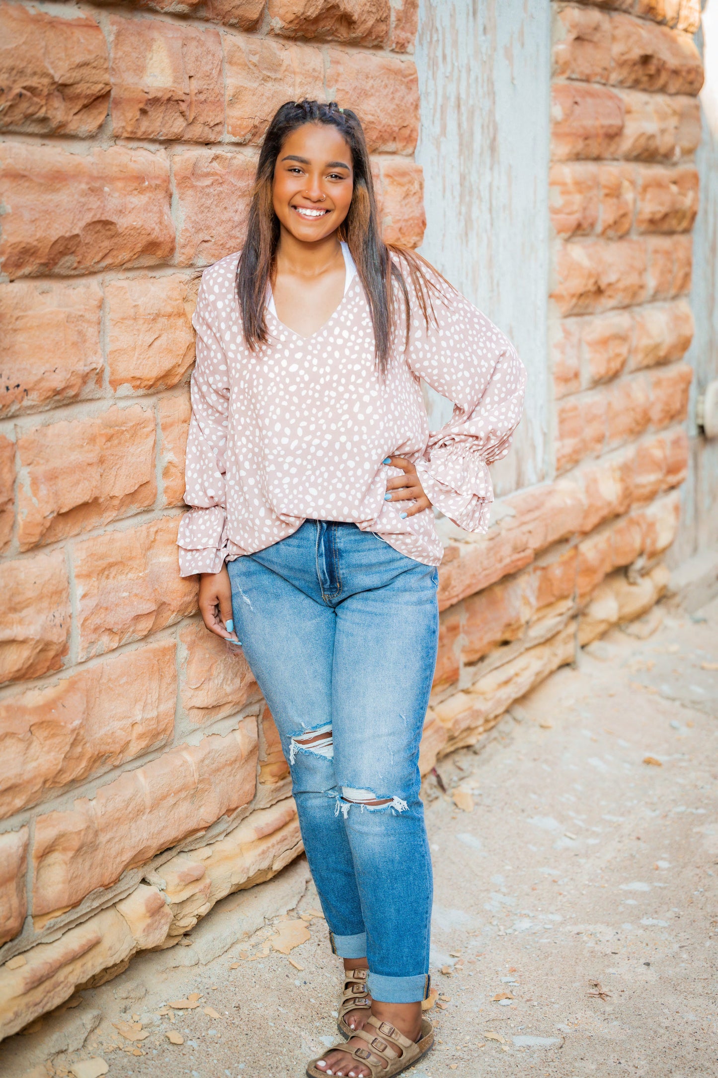 Fire Away Animal Print Blouse - Blush