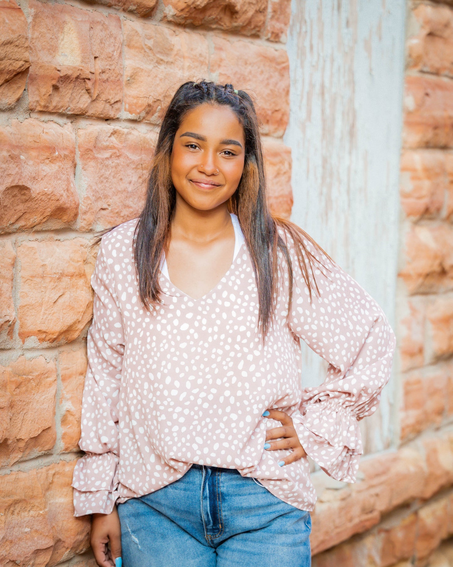 Fire Away Animal Print Blouse - Blush