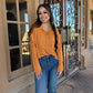 Just Watch Long Sleeve Knit Top - Orange