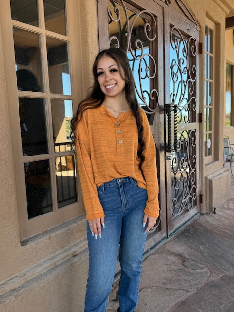 Just Watch Long Sleeve Knit Top - Orange