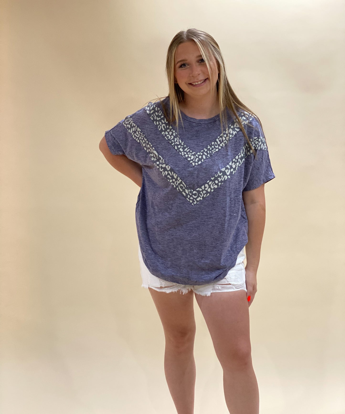 Heaven Sent Leopard Print Top - Blue