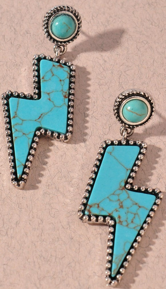 Lightning Bolt Earrings - Turquoise