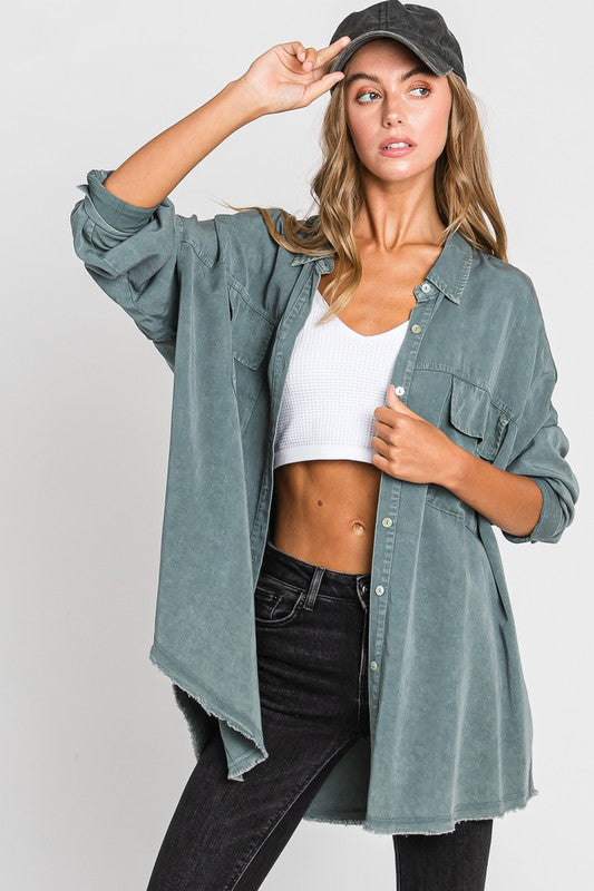 Rather Be Famous Long Sleeve Top - Sage