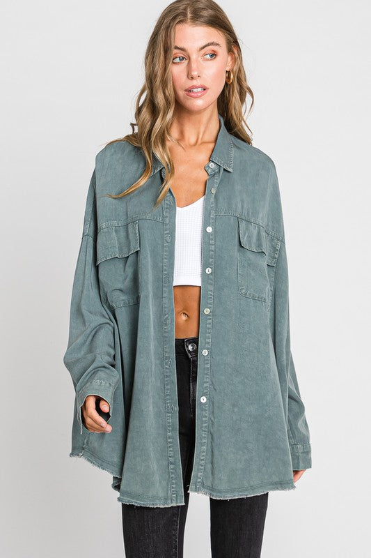 Rather Be Famous Long Sleeve Top - Sage