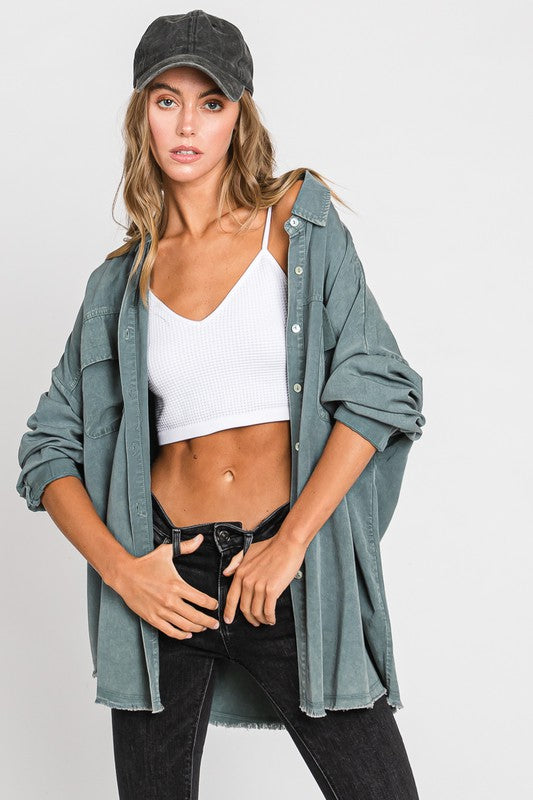 Rather Be Famous Long Sleeve Top - Sage