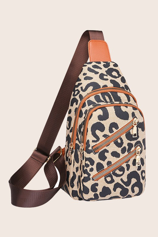 Animal Print Sling Crossbody Bag