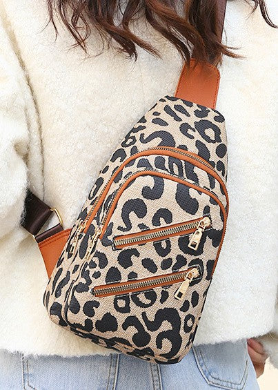 Animal Print Sling Crossbody Bag