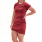 Believe It Or Not Ruched Mini Dress - Berry