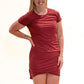 Believe It Or Not Ruched Mini Dress - Berry