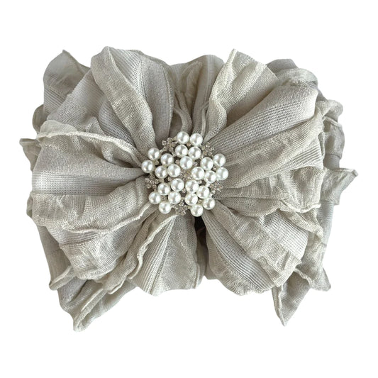 Champagne Pearl Ruffled Headband