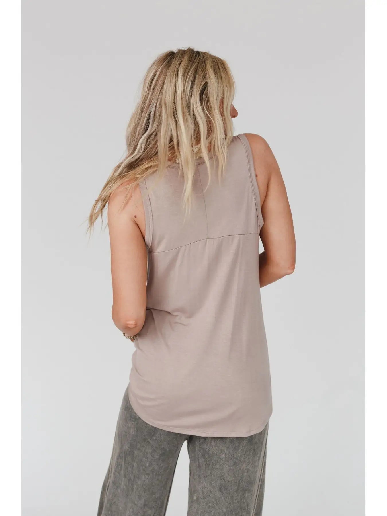 Shelli Scoop Neck Mocha Tank Top